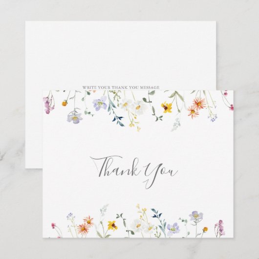 Wild Multicolor Floral Flat Wedding Dankeskarte (Vorne/Hinten)