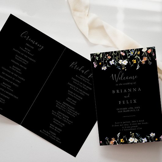 Wild Multicolor floral geflochtene Schwarze Hochze Programm