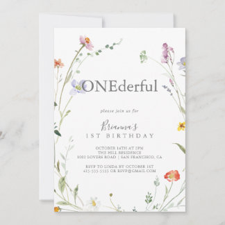 Wild Multicolor Floral Onderful Birthday Party Einladung