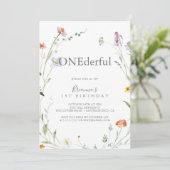 Wild Multicolor Floral Onderful Birthday Party Einladung (Stehend Vorderseite)