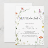 Wild Multicolor Floral Onderful Birthday Party Einladung (Vorne/Hinten)