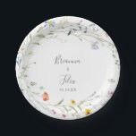 Wild Multicolor Floral Wedding Cake Pappteller<br><div class="desc">Diese bunte,  blumengeschmückte Hochzeitstorte ist perfekt für einen modernen Hochzeitsempfang. Das Design ist in Aquarellfarbe,  Rosa,  Rosa,  Violett,  Marinefarben und Weiß elegante Blumen mit smaragdgrünen Blättern. Machen Sie es sich selbst,  indem Sie die Namen der Braut und Bräutigam und Hochzeitstag.</div>