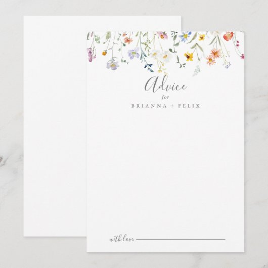 Wild Multicolor Floral Wedding Hinweiskarte (Vorne/Hinten)