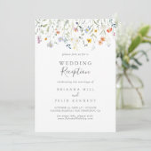 Wild Multicolor Floral Wedding Reception Einladung (Stehend Vorderseite)