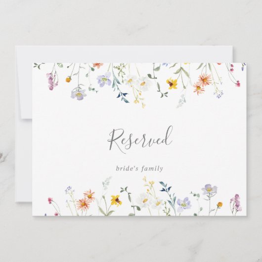 Wild Multicolor Floral Wedding Reservierte Zeichen (Vorderseite)