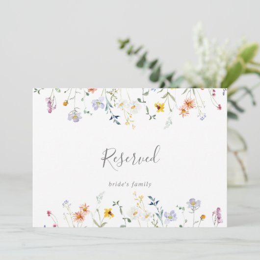 Wild Multicolor Floral Wedding Reservierte Zeichen (Stehend Vorderseite)