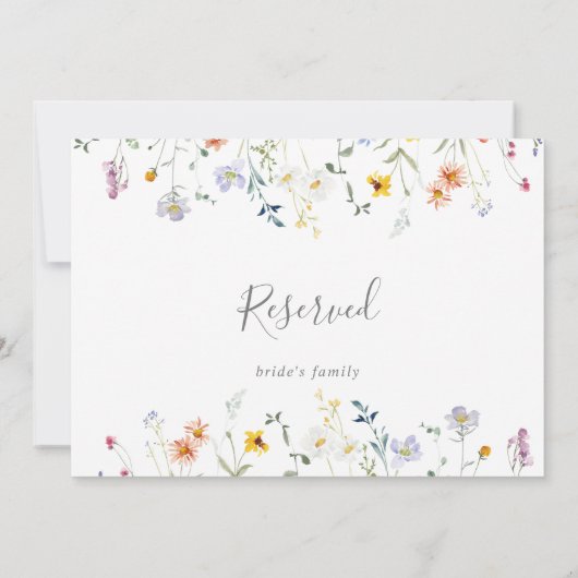 Wild Multicolor Floral Wedding Reservierte Zeichen (Rückseite)