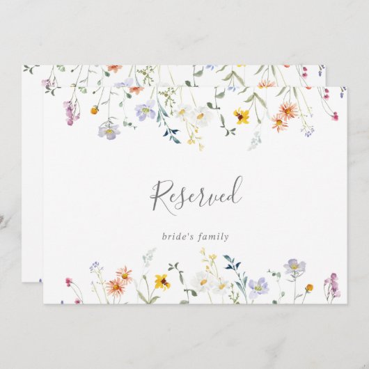 Wild Multicolor Floral Wedding Reservierte Zeichen (Vorne/Hinten)