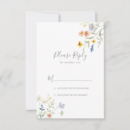 Wild Multicolor Floral Wedding RSVP (Vorderseite)