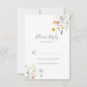 Wild Multicolor Floral Wedding RSVP Karte (Vorderseite)