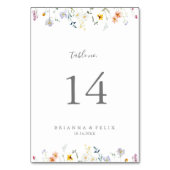 Wild Multicolor Floral Wedding Tischnummer (Rückseite)