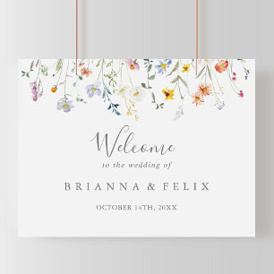 Wild Multicolor Floral Wedding Welcome Sign Poster