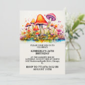 Wild Mushroom Forest Print Birthday Party Einladung (Stehend Vorderseite)
