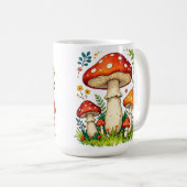 Wild mushrooms and flowers in grass forest nature kaffeetasse (VorderseiteRechts)
