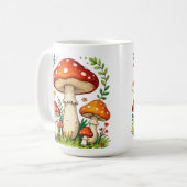 Wild mushrooms and flowers in grass forest nature kaffeetasse (Vorderseite Links)