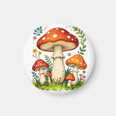 Wild mushrooms and flowers in grass forest nature magnet (Vorne)