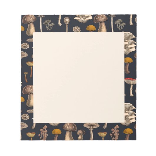 Wild Mushrooms auf grafischem schwarzem Notebook Notizblock (Vorderseite)