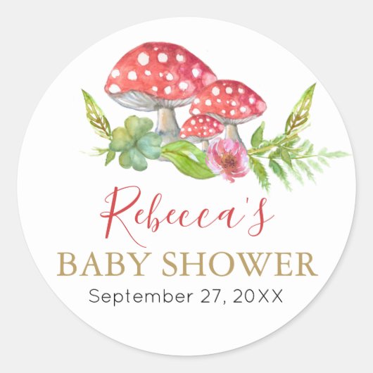 Wild Mushrooms Baby Shower bevorzugt Classic Round Runder Aufkleber (Vorderseite)