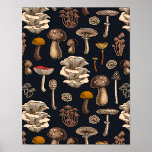 Wild Mushrooms on Grafit Poster