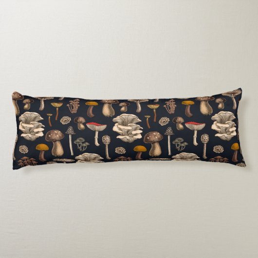 Wild Mushrooms on Grafit Seitenschläferkissen (Rückseite)