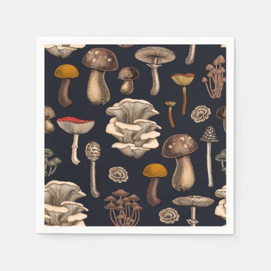 Wild Mushrooms on Grafit Serviette (Vorderseite)