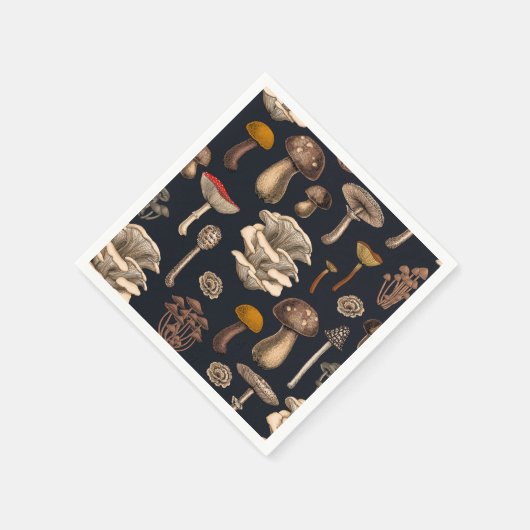 Wild Mushrooms on Grafit Serviette (Ecke)