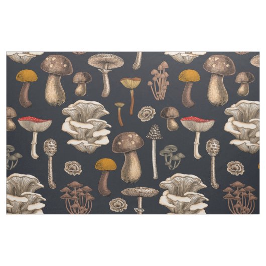 Wild Mushrooms on Grafit Stoff (Fat Quarter (45,7 x 55,9 cm))