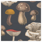 Wild Mushrooms on graphite black Stoff (Nahaufnahme)