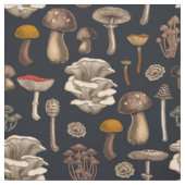 Wild Mushrooms on graphite black Stoff (Muster)