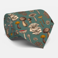 Wild Mushrooms on pine green