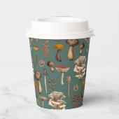 Wild Mushrooms on pine green Pappbecher (Rückseite)