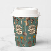 Wild Mushrooms on pine green Pappbecher (Rechts)