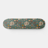 Wild Mushrooms on pine green Skateboard (Horizontal)