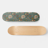 Wild Mushrooms on pine green Skateboard (Horizontal)