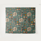 Wild Mushrooms on pine green Wandteppich (Vorderseite (Horizontal))