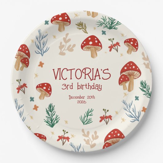 Wild Mushrooms Whimsical Forest Birthday Party Pappteller (Vorderseite)