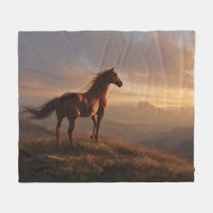 Wild Mustang beobachtet den Sonnenuntergang Fleecedecke