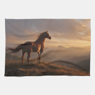 Wild Mustang beobachtet den Sonnenuntergang Geschirrtuch