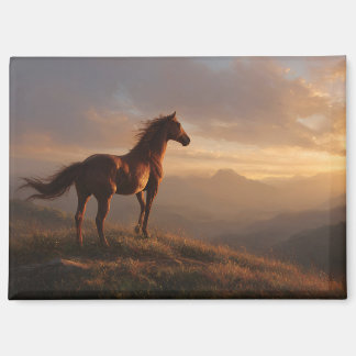 Wild Mustang beobachtet den Sonnenuntergang Magnet