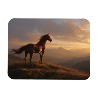 Wild Mustang beobachtet den Sonnenuntergang Magnet