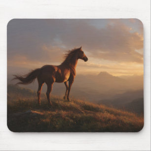 Wild Mustang beobachtet den Sonnenuntergang Mousepad
