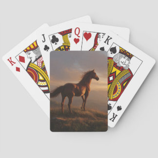 Wild Mustang beobachtet den Sonnenuntergang Spielkarten