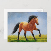 Wild Mustang Buckskin Horning Postkarte (Vorne/Hinten)