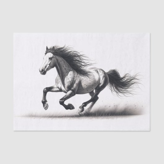Wild Mustang Horse Black and White Decoupage Seidenpapier (Vorderseite)