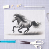 Wild Mustang Horse Black and White Decoupage Seidenpapier (Handwerk)
