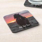 Wild Mustang Horse im Sonnenuntergang Getränkeuntersetzer (Linke Seite)