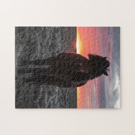 Wild Mustang Horse im Sonnenuntergang Puzzle (Horizontal)