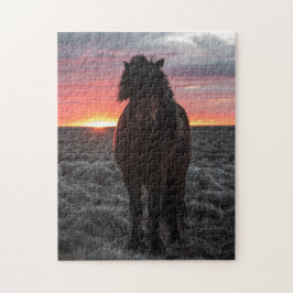 Wild Mustang Horse im Sonnenuntergang Puzzle