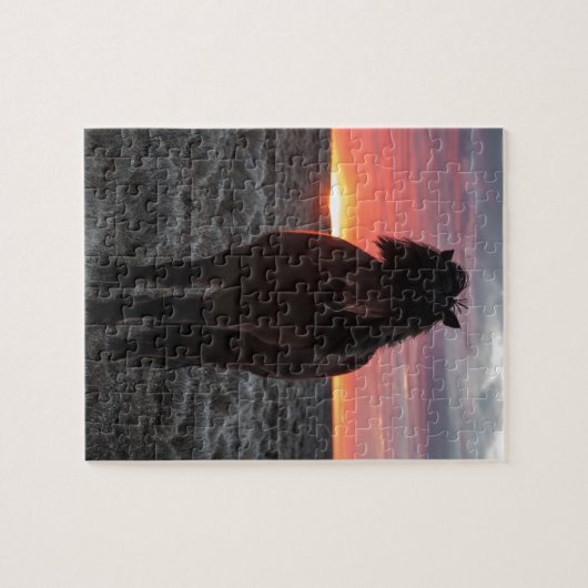 Wild Mustang Horse im Sonnenuntergang Puzzle (Horizontal)