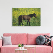 Wild Mustang Horse Stehend in Blume Leinwanddruck (Insitu (Wohnzimmer))